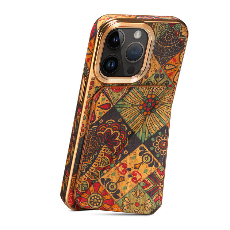 Retro Flower Series Iphone Wallet Case With Card Holder
