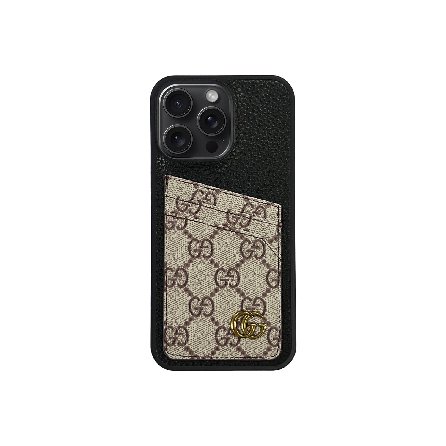 BLACK GG MONOGRAM CARDHOLDER FULLY COVERED