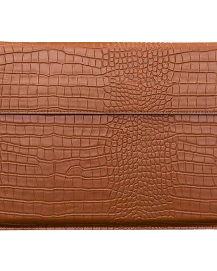 Brown Faux Crocodile Laptop Sleeve Case