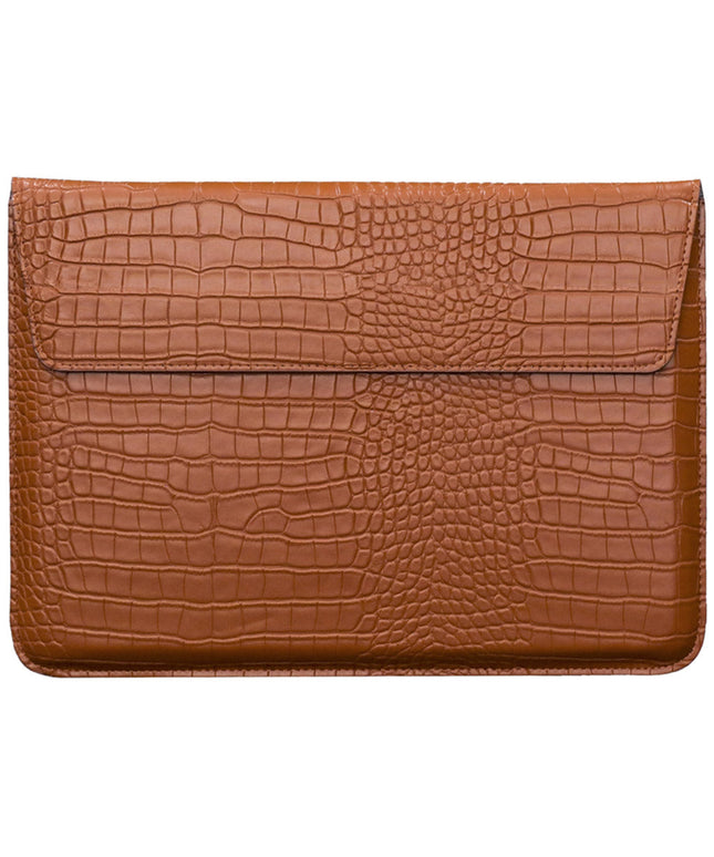 Brown Faux Crocodile Laptop Sleeve Case
