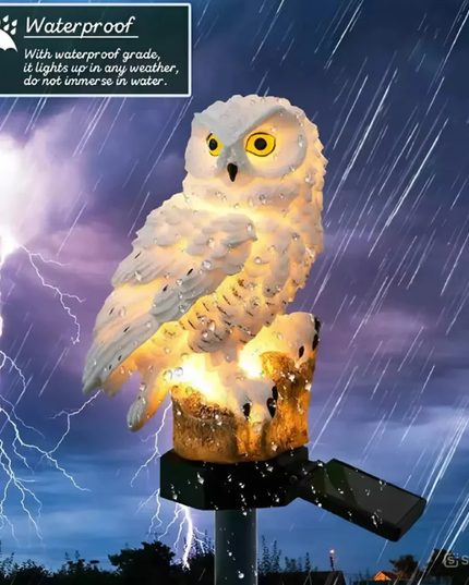 Waterproof solar-powered owl light