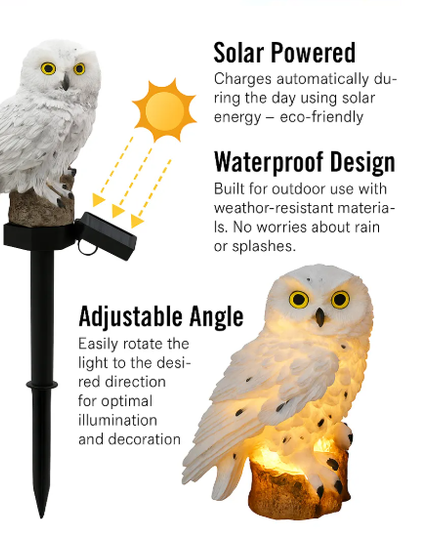Waterproof solar-powered owl light