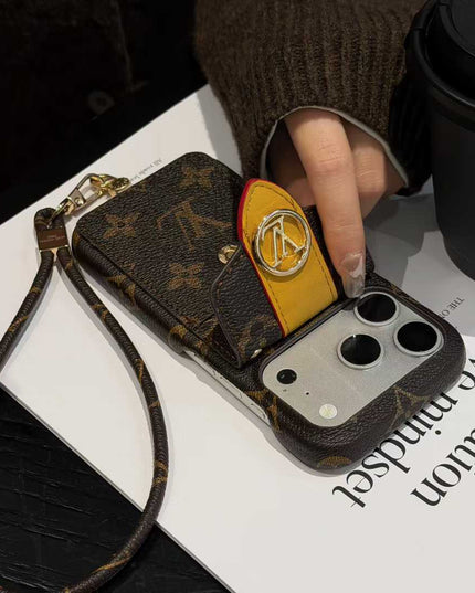 New card holder with carrying strap phone case
