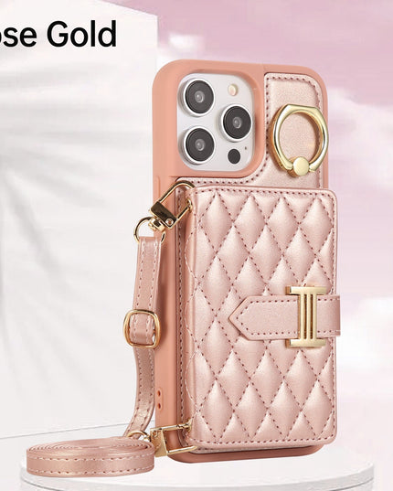 Wallet Leather Iphone Case - With Card Holder Crossbody Straps
