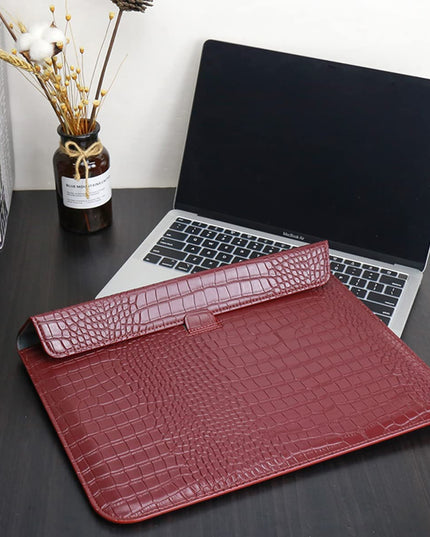 Red Faux Crocodile Laptop Sleeve Case