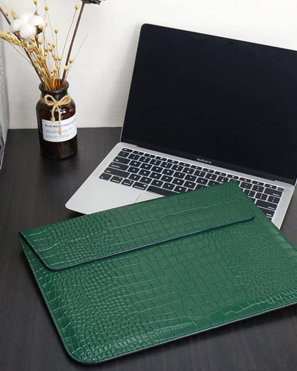 Green Faux Crocodile Laptop Sleeve Case