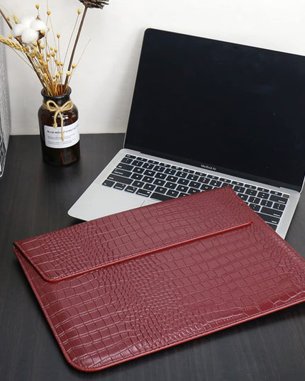 Red Faux Crocodile Laptop Sleeve Case