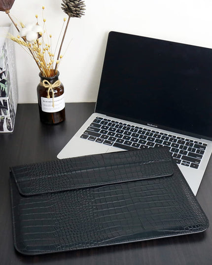 Black Faux Crocodile Laptop Sleeve Case