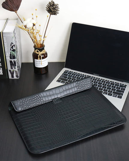 Black Faux Crocodile Laptop Sleeve Case