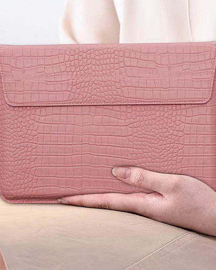 Pink Faux Crocodile Laptop Sleeve Case