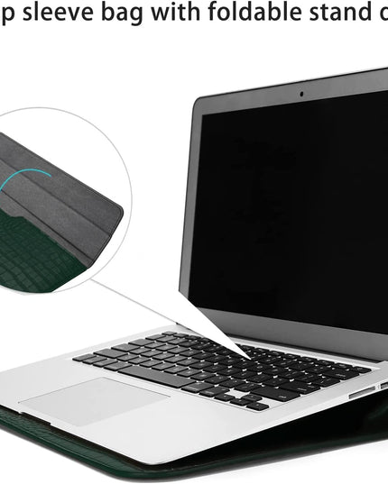 Green Faux Crocodile Laptop Sleeve Case