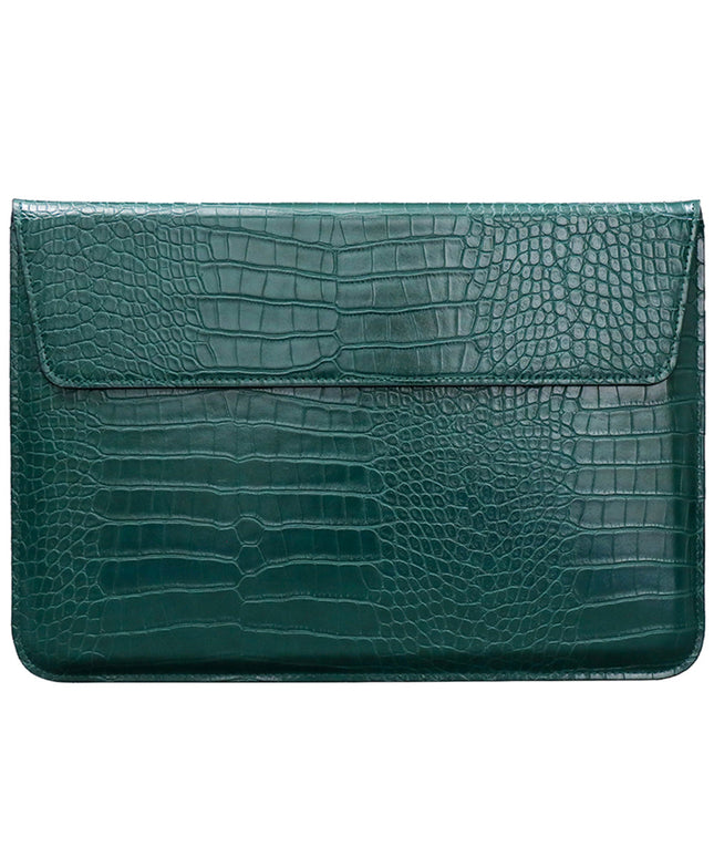 Green Faux Crocodile Laptop Sleeve Case