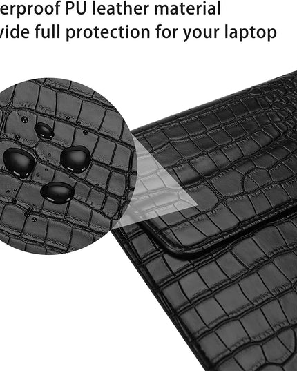 Black Faux Crocodile Laptop Sleeve Case
