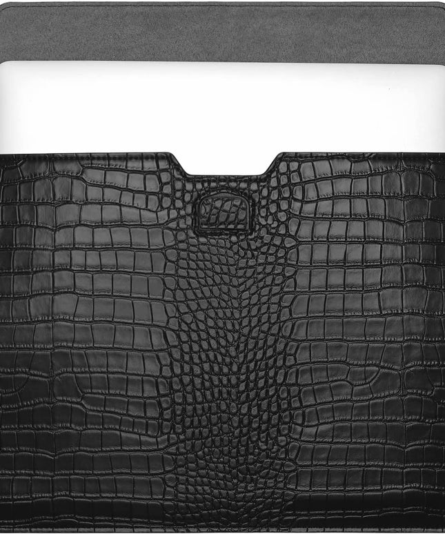 Black Faux Crocodile Laptop Sleeve Case