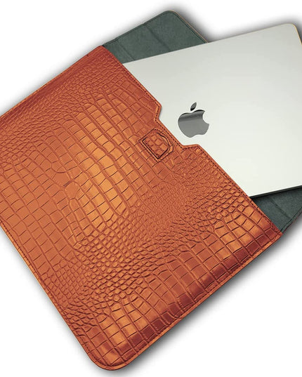 Brown Faux Crocodile Laptop Sleeve Case