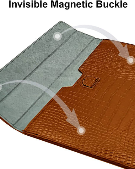Brown Faux Crocodile Laptop Sleeve Case