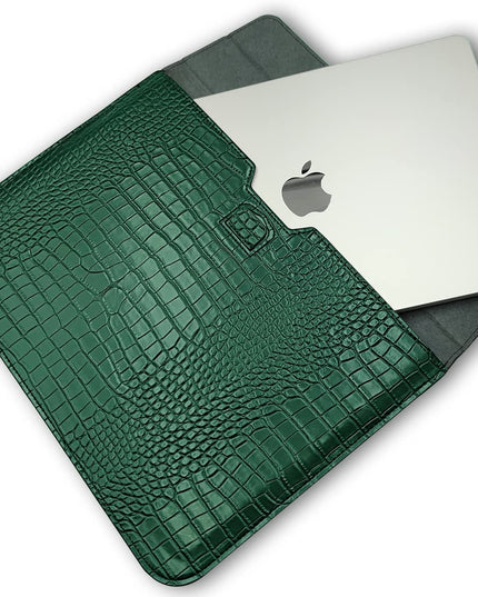 Green Faux Crocodile Laptop Sleeve Case