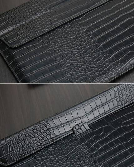 Black Faux Crocodile Laptop Sleeve Case