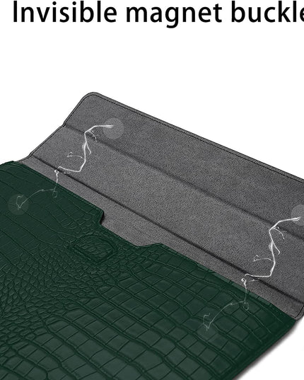 Green Faux Crocodile Laptop Sleeve Case