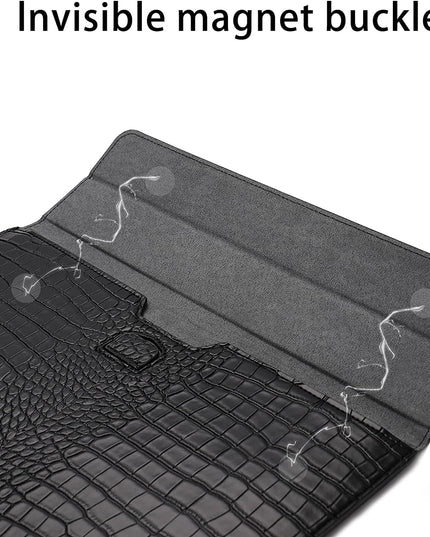 Black Faux Crocodile Laptop Sleeve Case