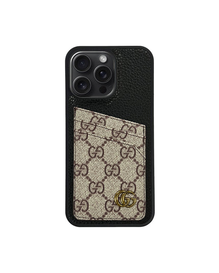 BLACK GG MONOGRAM CARDHOLDER FULLY COVERED