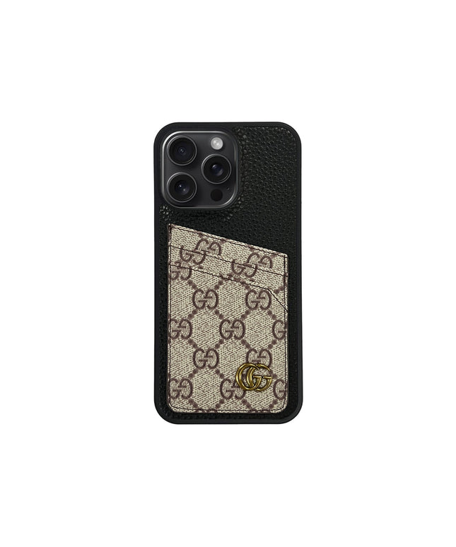 BLACK GG MONOGRAM CARDHOLDER FULLY COVERED