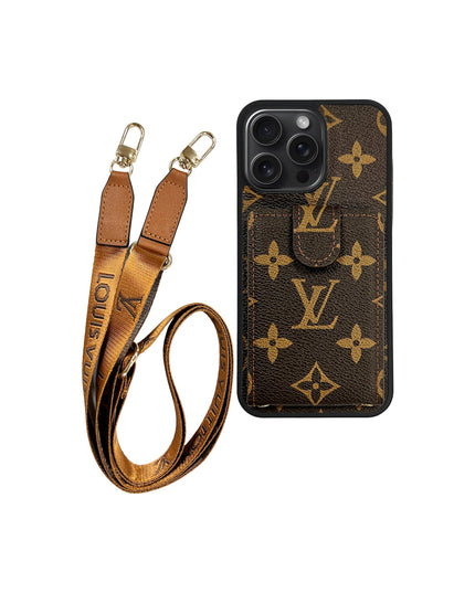 LV BROWN MONOGRAM CARDHOLDER FULLY COVERED LANYARD