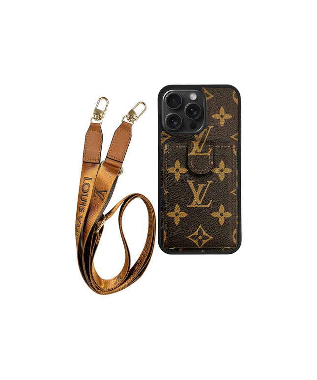 LV BROWN MONOGRAM CARDHOLDER FULLY COVERED LANYARD