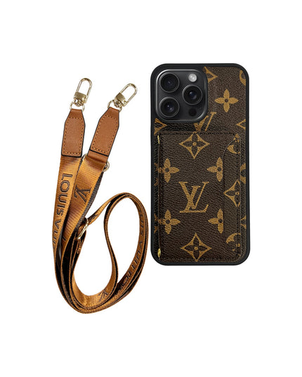 LV BROWN MONOGRAM CARDHOLDER FULLY COVERED LANYARD