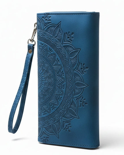 Long Lanyard Flap Faux Leather Phone Case - Zipper Wallet Card Holder Case