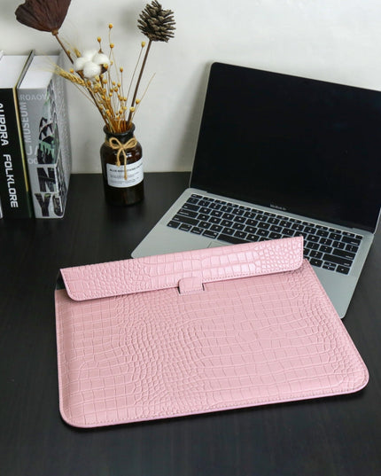 Pink Faux Crocodile Laptop Sleeve Case