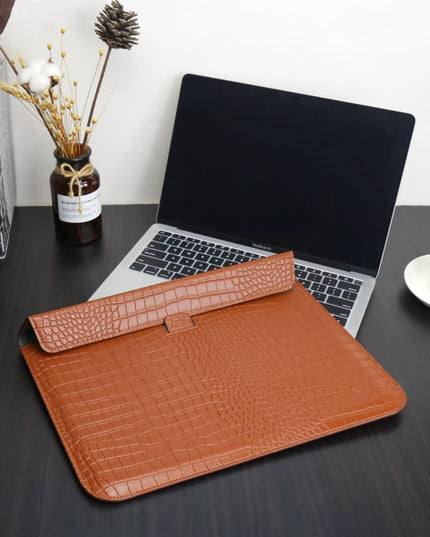 Brown Faux Crocodile Laptop Sleeve Case