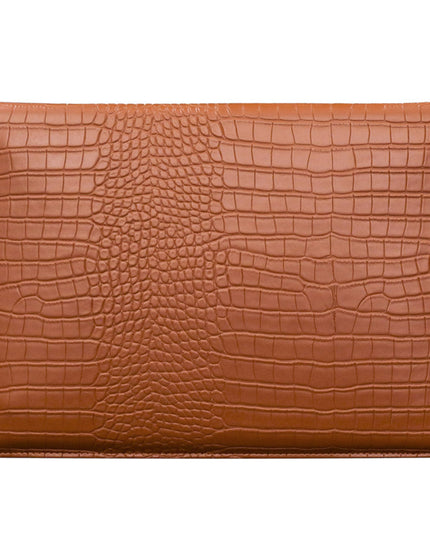 Brown Faux Crocodile Laptop Sleeve Case