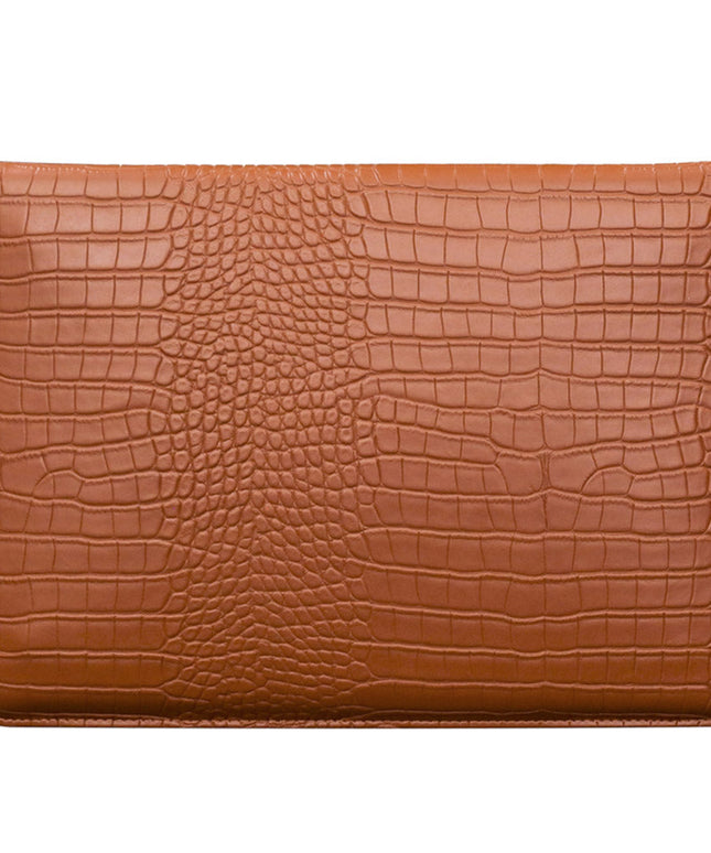 Brown Faux Crocodile Laptop Sleeve Case