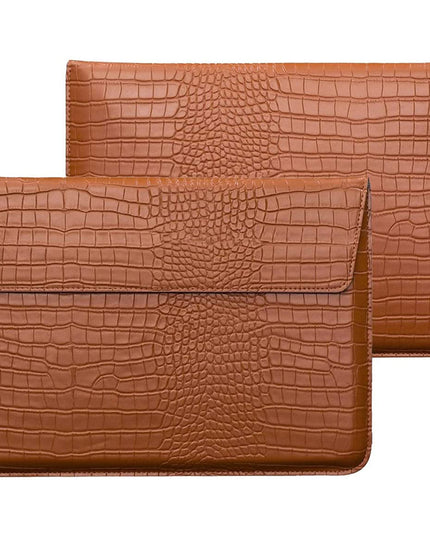 Brown Faux Crocodile Laptop Sleeve Case